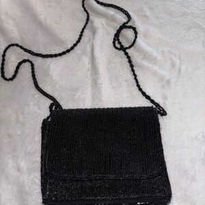Elegant Black Beaded Women's Bag